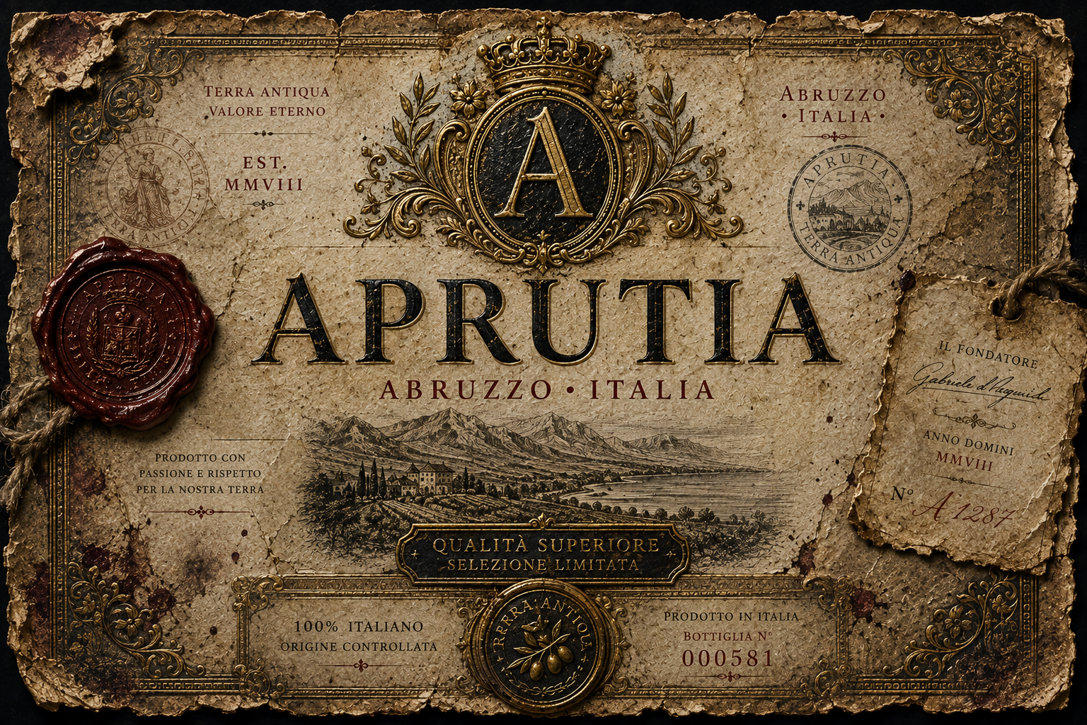 APRUTIA antique brand label
